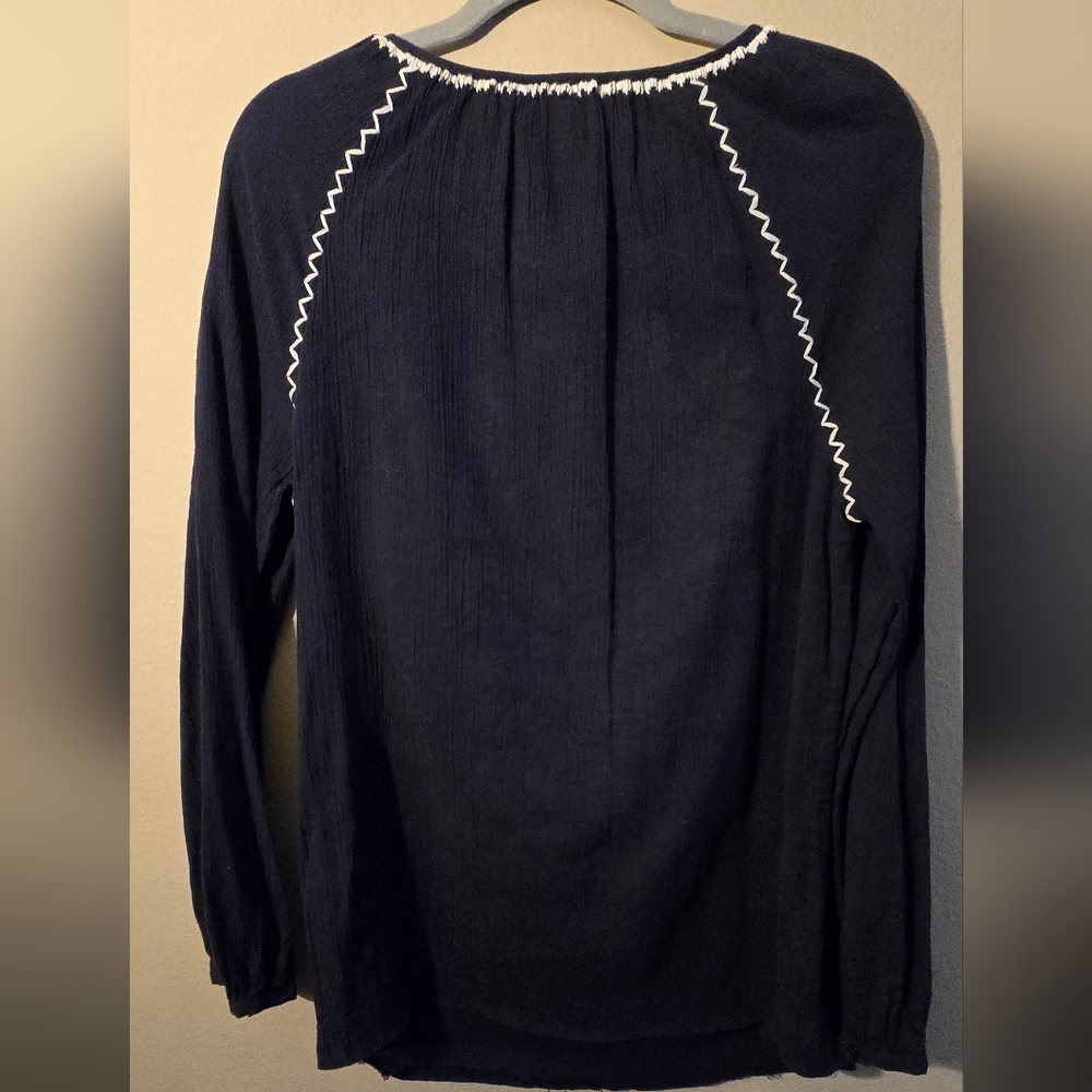 Tory Burch Navy Tunic with White Floral Embroidery - Picture 5 of 6